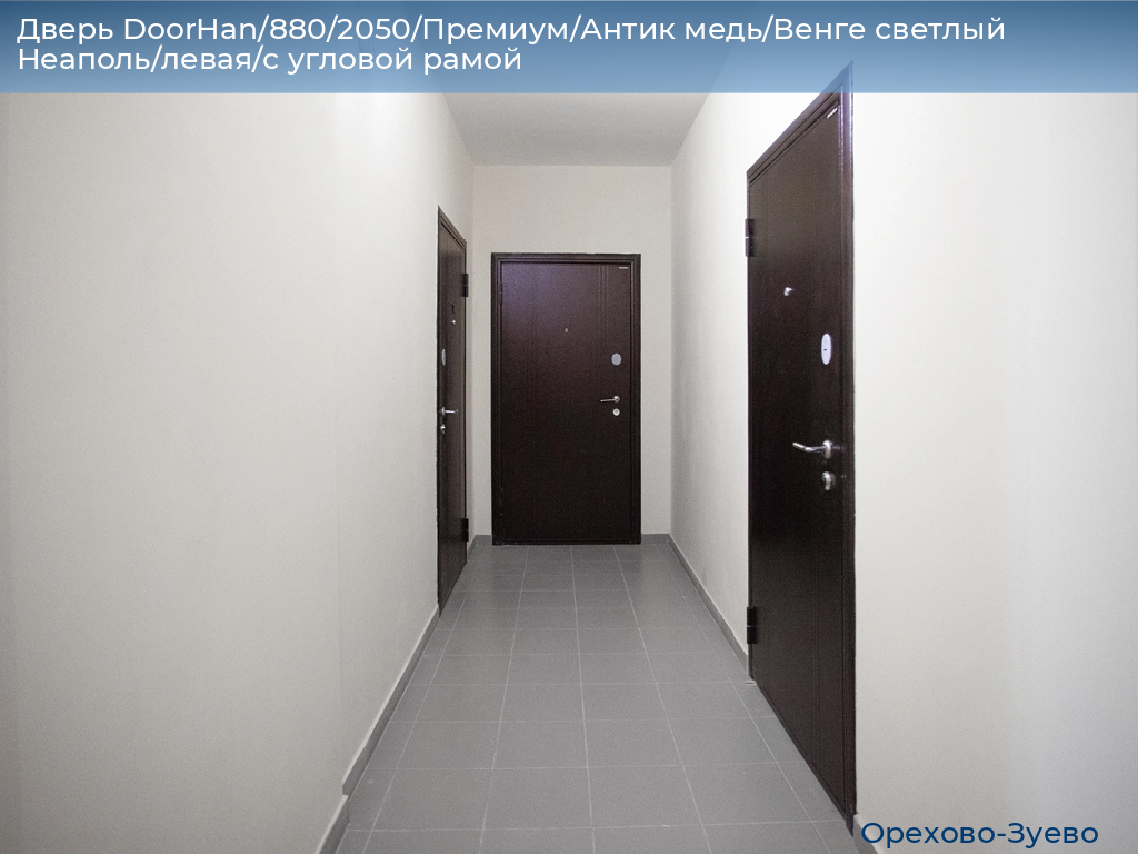 Дверь DoorHan/880/2050/Премиум/Антик медь/Венге светлый Неаполь/левая/с угловой рамой, orehovo-zuevo.doorhan.ru